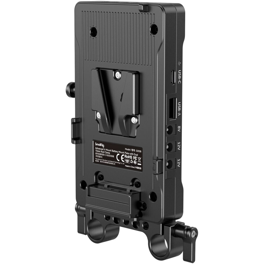 Placa Adaptadora de Bateria SmallRig V-Mount com Braçadeira de Haste Dupla de 15mm