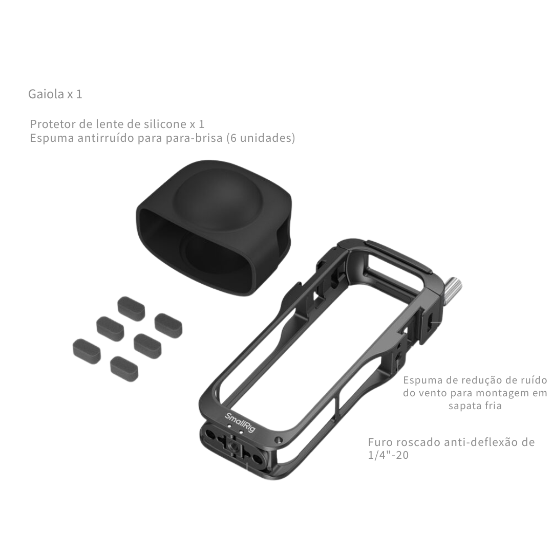 Cage SmallRig para Insta360 X5 – Estrutura de Montagem Profissional para Acessórios e Aumentar Estabilidade