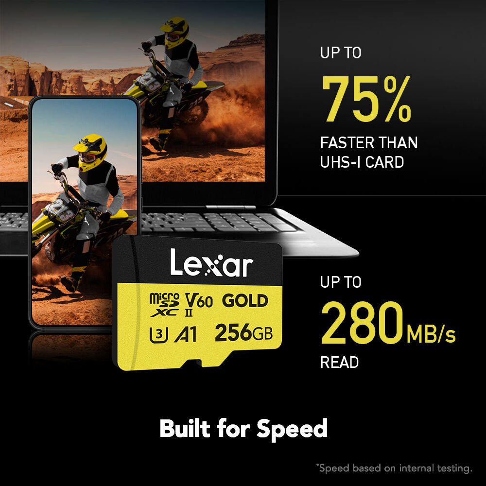 Cartão de Memória microSDXC Lexar Gold 256GB UHS-II 280MB/s