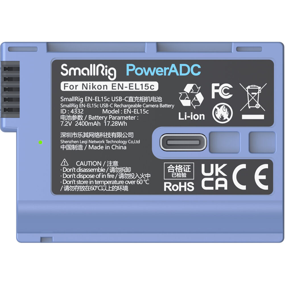 Bateria Recarregável SmallRig EN-EL15c - compatível com D750, D850, D7500 e outros modelos.(Azul)