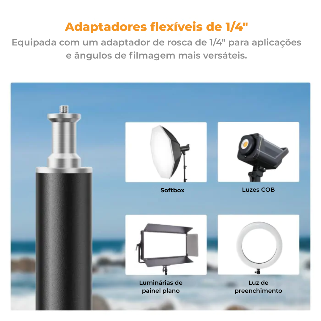 Tripé para Iluminação K&F Concept 2,8 m – Suporte Ajustável para Luz, Softbox e Câmera