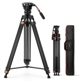 Tripé de Vídeo K&F Concept VA3 + BV10 com Cabeça Fluida – Altura Máx. 1,91m e Capacidade até 8kg