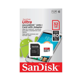Cartão de Memória microSDHC Sandisk Ultra 32GB UHS-I 80MB/s