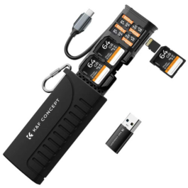 Leitor de cartão estojo K&F Hub 2 em 1 Usb C