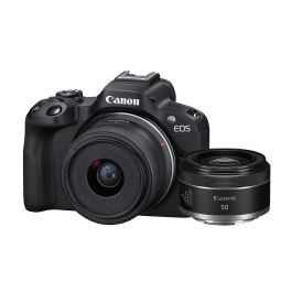 Câmera Canon EOS R50 Mirrorless com lente RF-S 18-45mm f/4.5-6.3 IS STM + RF 50mm f/1.8 STM