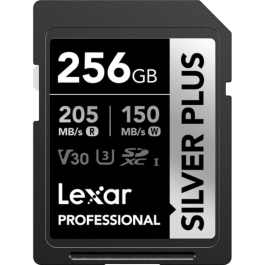 Cartão de Memória SDXC Lexar Professional Silver Plus 256GB UHS-I 205MB/s