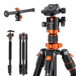 Tripé para Criadores de Conteúdo K&F Concept - Com Braço Lateral para Vídeos Overhead e 10kg de Carga