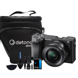 Câmera Sony Alpha a6400 24.2Mp 4K Mirrorless 16-50mm f/3.5-5.6 OSS, Bolsa, SDHC C10 e Kit de Limpeza