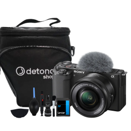 Câmera Sony ZV-E10 Mirrorless com lente 16-50mm, Bolsa, SDHC C10 e Kit De Limpeza