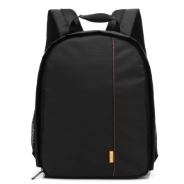 Mochila Laranja para Fotografia Compacta – Compartimento para Câmera e Tripé