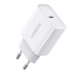 Carregador Rápido Ugreen 20W USB-C – Ideal para Dispositivos com Entrada Tipo C (Branco)