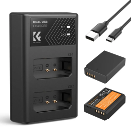 Kit de Carregador K&F Concept com 2 Baterias LP-E10 - Compatível com EOS T100, EOS T7+ e outros modelos compatíveis