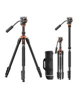 Tripé K&F Concept com Cabeça Fluida FH-03 - Para Vídeos Suaves e Panorâmicas Profissionais