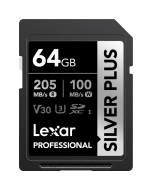 Cartão de Memória SDXC Lexar Professional Silver Plus 64GB UHS-I 205MB/s