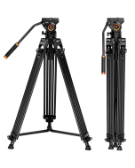 Tripé de Vídeo K&F Concept VA18 + VH081 com Cabeça Fluida – Altura Máxima 72" e Capacidade de Carga 8 kg