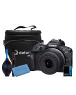 Câmera Canon EOS R100 Mirrorless com lente RF-S 18-45mm IS STM Bolsa, SDHC C10 e Kit de Limpeza