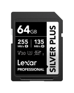 Cartão de Memória SDXC Lexar Professional Silver Plus 64GB UHS-I 255MB/s