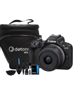 Câmera Canon EOS R50 Mirrorless com lente RF-S 18-45mm f/4.5-6.3 IS STM, Bolsa, SDHC C10 e Kit De Limpeza