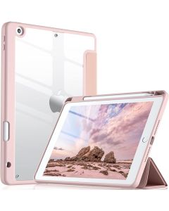 Capa Transparente iPad 7ª,8ª,9ª com Suporte para Pencil - Rosa