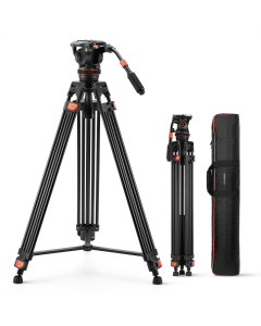 Tripé de Vídeo K&F Concept VA3 + BV10 com Cabeça Fluida – Altura Máxima 1,91 m e Capacidade de Carga 8 kg