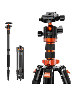 Tripé de Vídeo K&F Concept K255A6 + BH-32L com Cabeça Fluida e Monopé – Altura Máxima 78" e Capacidade de Carga 12 kg