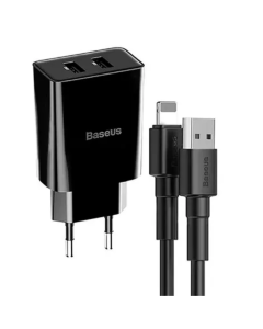 Carregador Baseus Mini Duplo USB – Alta Velocidade de Carga e Portátil (Preto)
