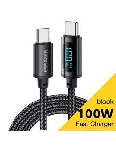 Cabo Carregador Essager USB Tipo C 100W – Carregamento Seguro e Rápido