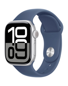 Apple Watch Series 10 42mm, GPS, Alumínio Silver, Pulseira Esportiva Denim
