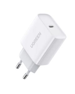 Carregador Rápido Ugreen 20W USB-C – Ideal para Dispositivos com Entrada Tipo C (Branco)