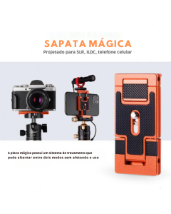 Placa de Liberação Rápida 2 em 1 K&F Concept para Câmeras e Smartphones