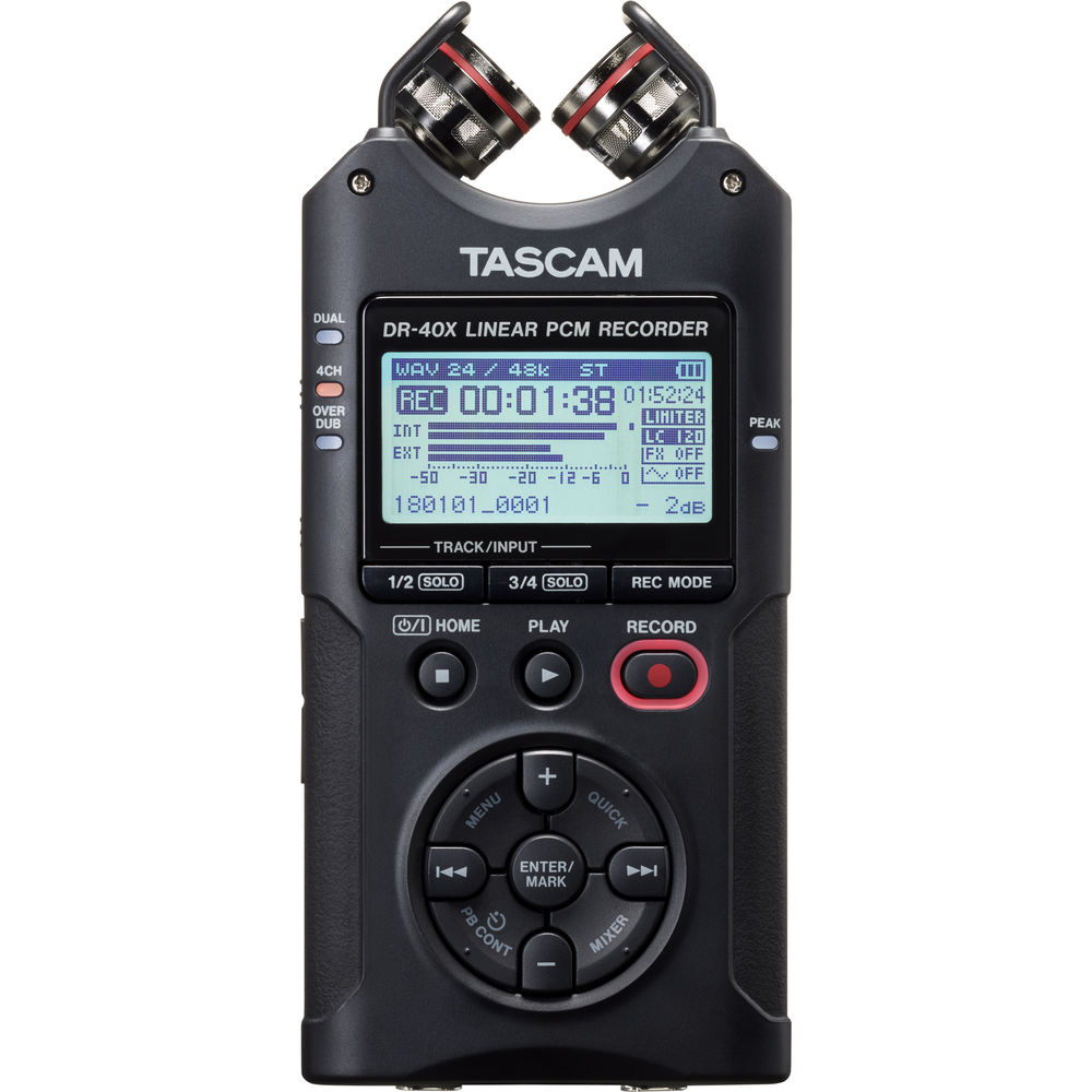 Gravador Portátil de Áudio TASCAM DR-40X – Captação Estéreo Profissional para Música e Campo