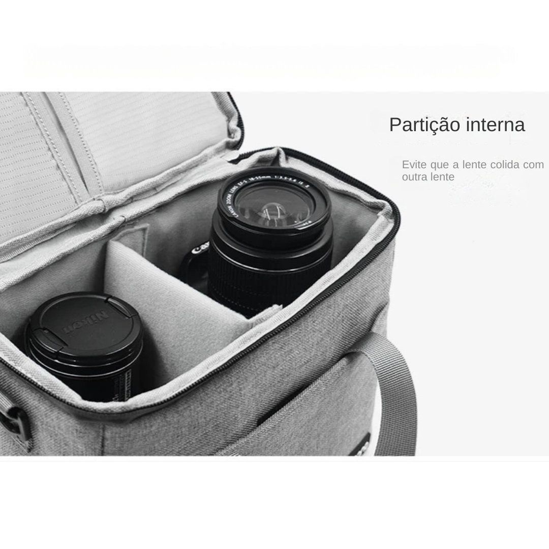 Bolsa de Ombro Impermeável para Câmera DSLR e Mirrorless Sony, Nikon e Canon (Cinza) GG