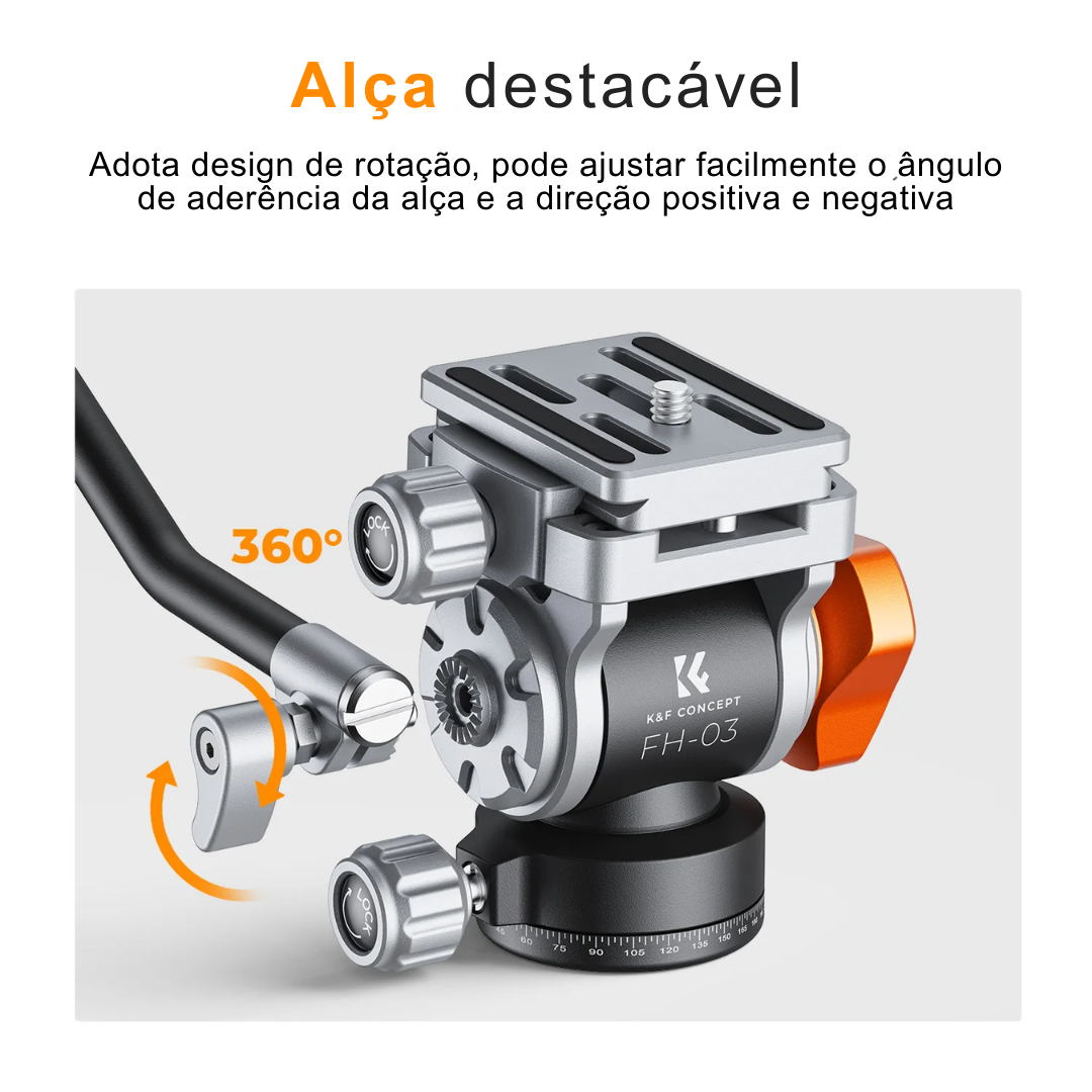Cabeça para Tripé K&F Concept FH-03 com Capacidade de 5 kg