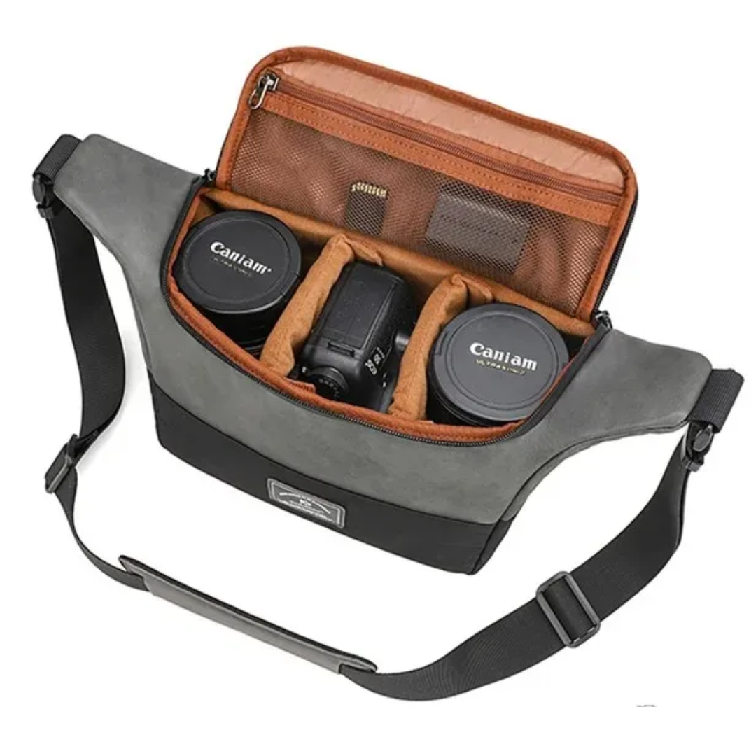Bolsa de Ombro para Câmeras Profissionais de Couro impermeável (Preta)