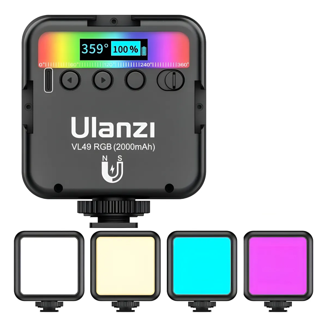 Mini Luz LED Ulanzi VL49 RGB - Para câmeras, Smartphone Fotografia Gravação de vídeos e Vlog