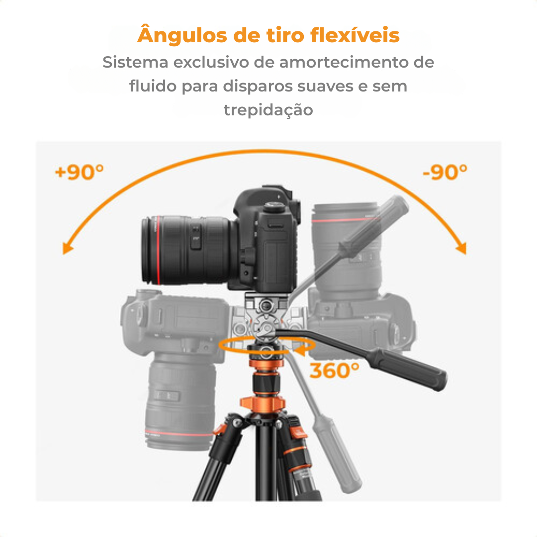 Tripé K&F Concept com Cabeça Fluida FH-03 - Para Vídeos Suaves e Panorâmicas Profissionais