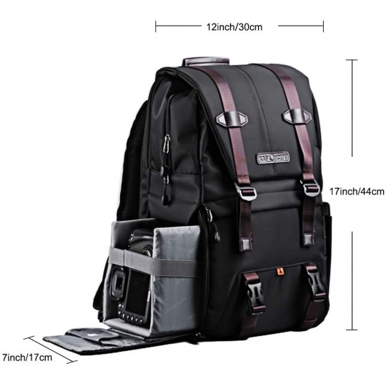 Mochila K&F Concept Urban Wander 01 20L – para Câmera, Notebook 15,6" e Tripé (Marrom Escuro)