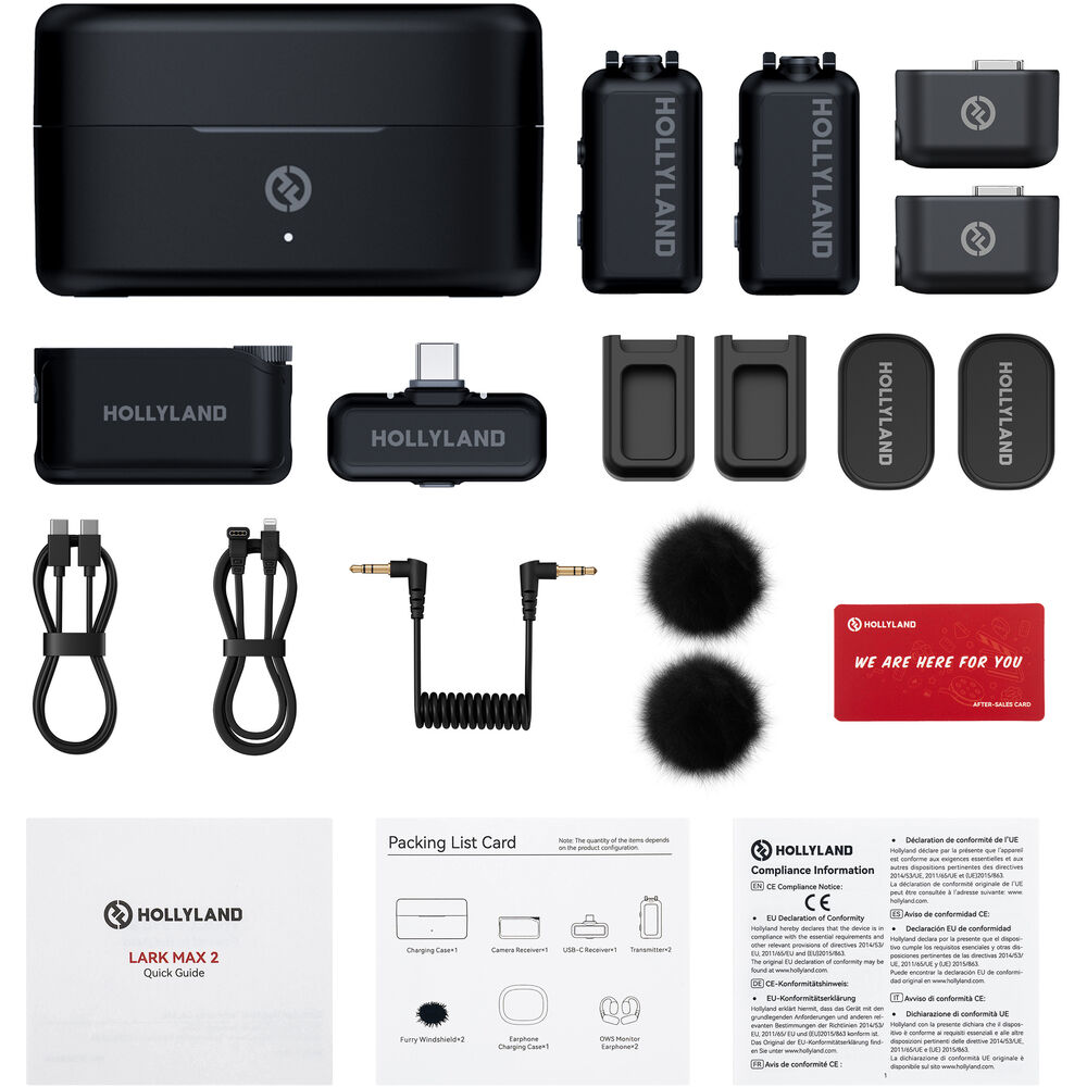 Microfone Wireless Hollyland LARK MAX 2 Duo Combo para Câmeras e Dispositivos Móveis