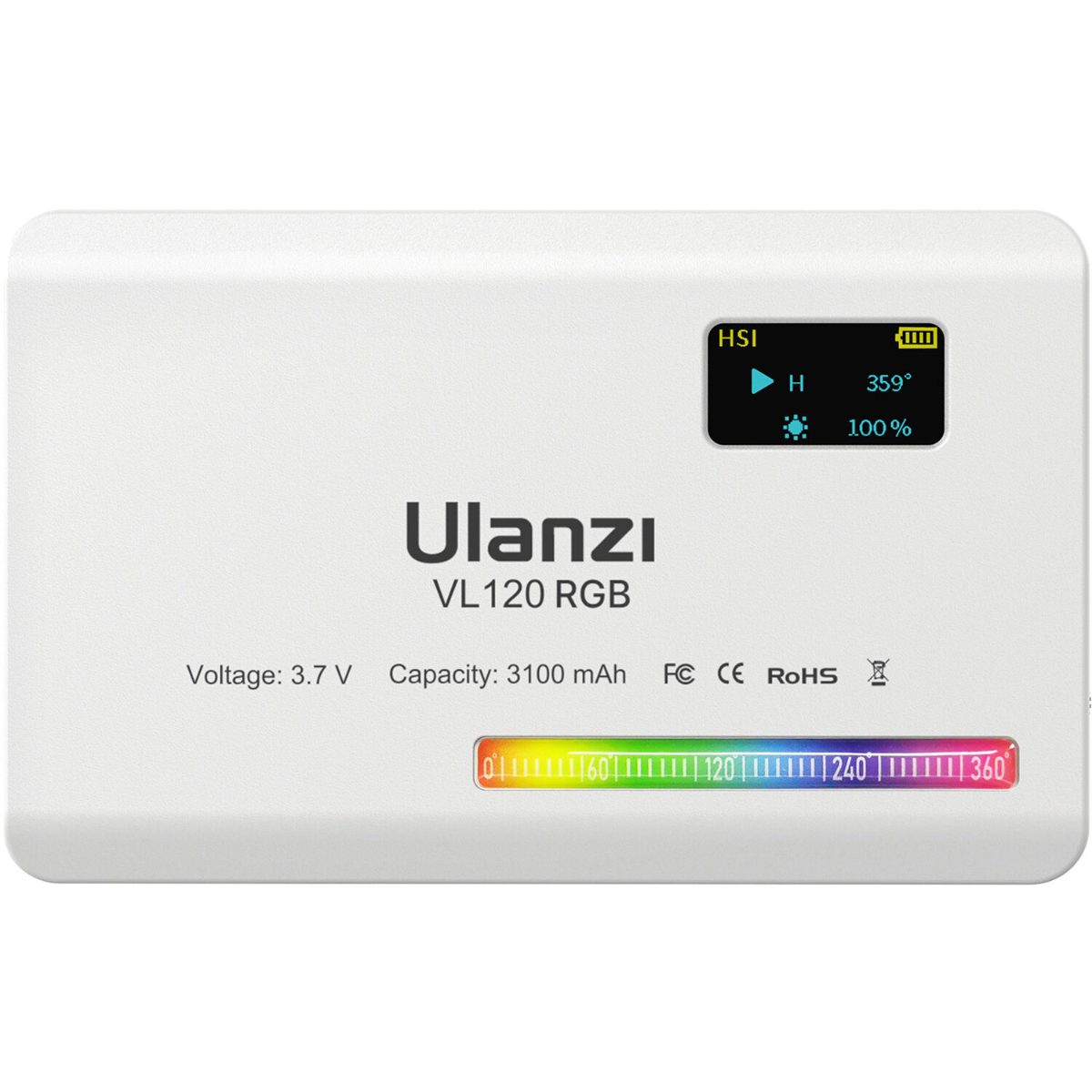 Luz de Vídeo LED RGB Ulanzi VL120 (Branca) – Compacta, Versátil e Compatível com Câmeras e Estúdio