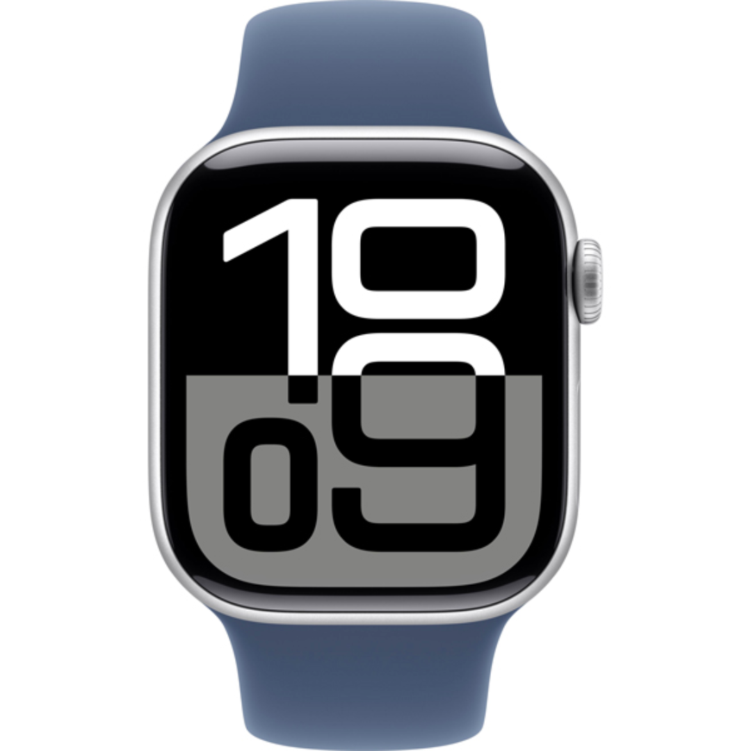 Apple Watch Series 10 42mm, GPS, Alumínio Silver, Pulseira Esportiva Denim