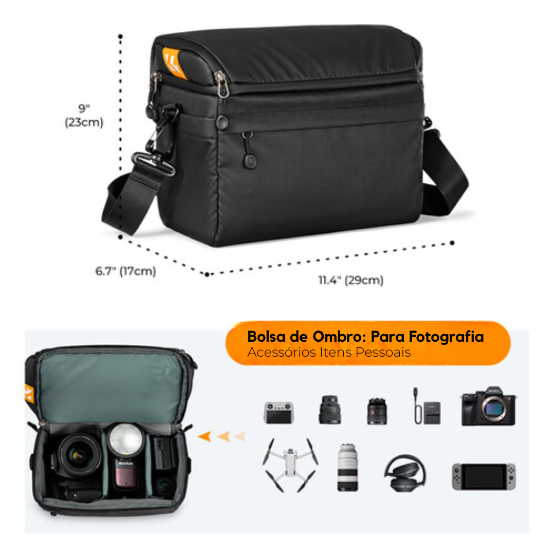 Mochila Fotográfica 2 em 1 K&F Concept 22L – Mochila e Bolsa de Ombro para Câmera (Preta)