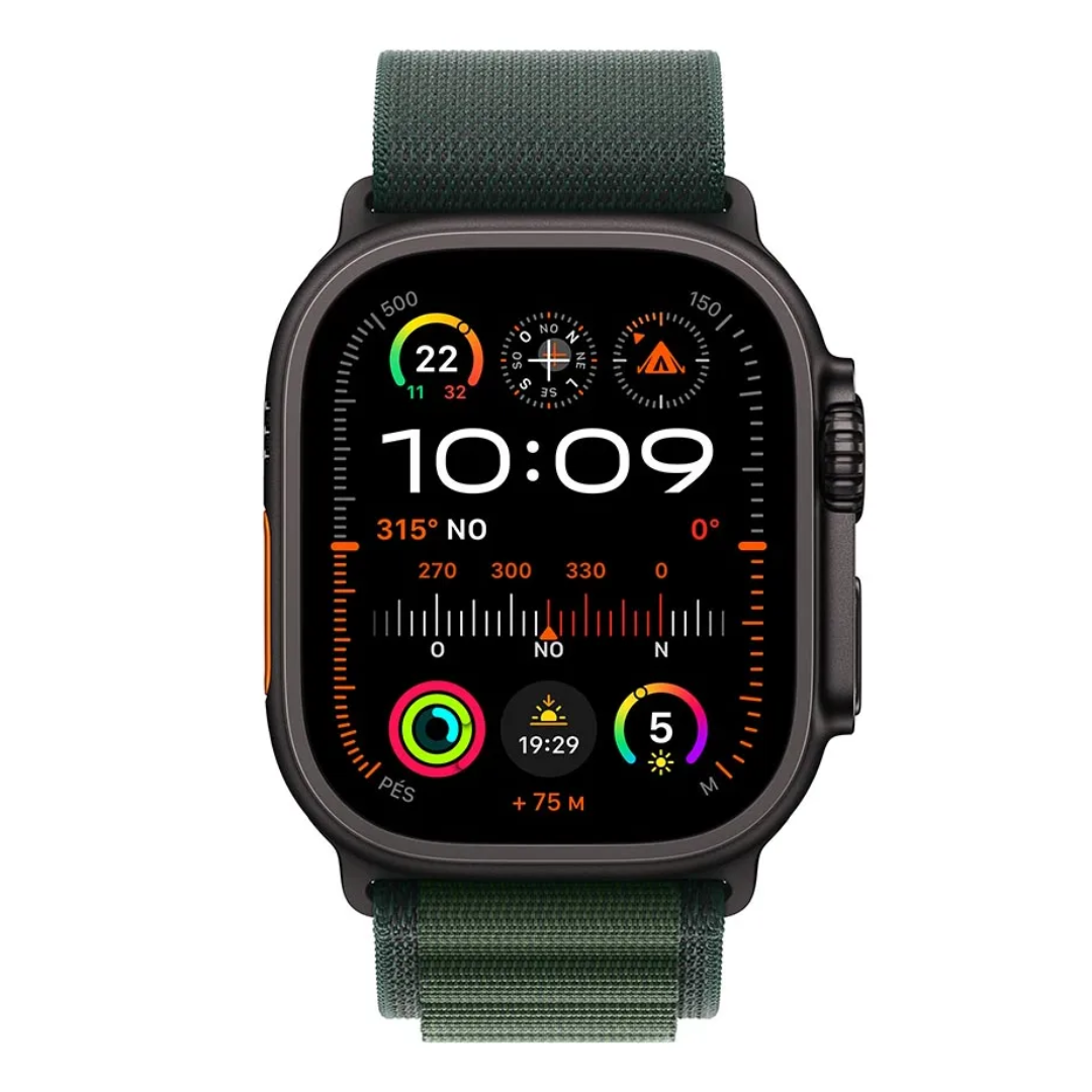 Apple Watch Ultra 2 49mm, Titanium Black, Pulseira Loop Green