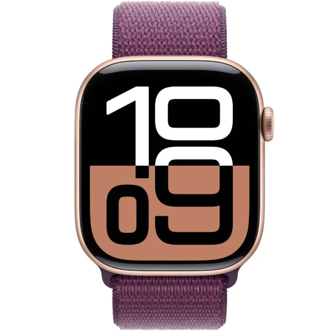 Apple Watch Series 10 42mm, GPS, Alumínio Rose Gold, Pulseira Loop Plum
