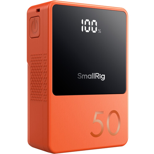 Bateria SmallRig VB50 Mini V-Mount (Laranja) – 50Wh, USB-C PD 45W e Design Compacto