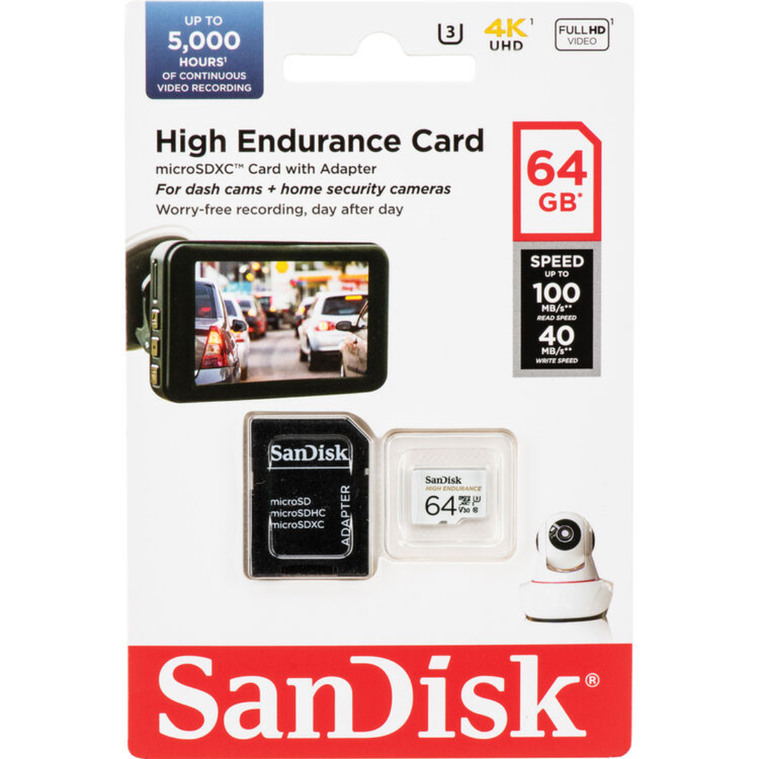 Cartão de Memória microSDXC SanDisk High Endurance 64GB UHS-I 100MB/S Branco