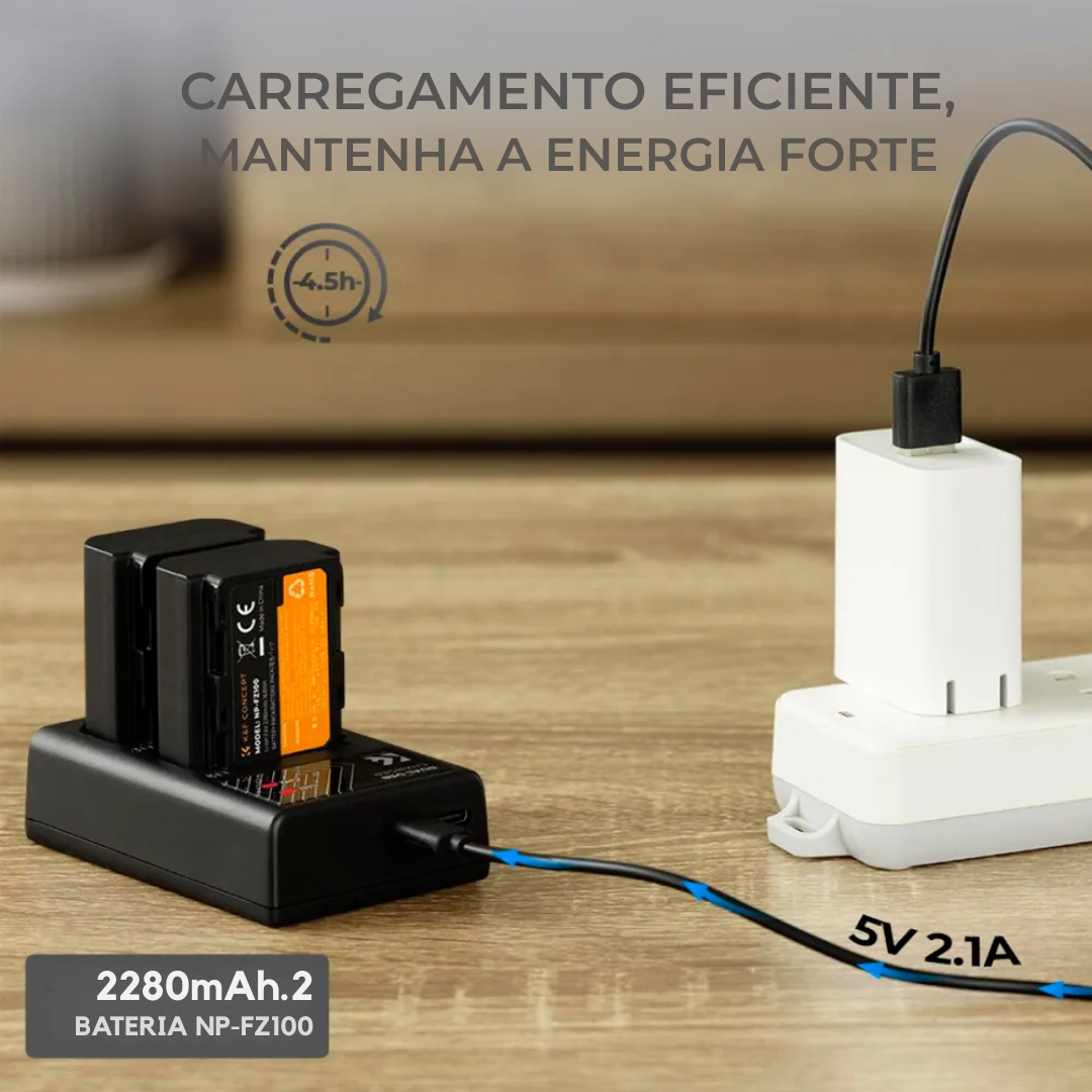 Kit de Carregador K&F Concept com 2 Baterias LP-E17 - compatível com R100, R50, R10, R8, a R50V e outros modelos.